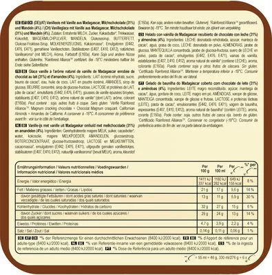 Lista de ingredientes del producto Batonnet Glace Amande x 6 330 ml Magnum 276 g