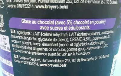 Lista de ingredientes del producto Creamy chocolate Breyers 