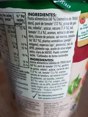 Liste des ingrédients du produit Pasta boloñesa Knorr 