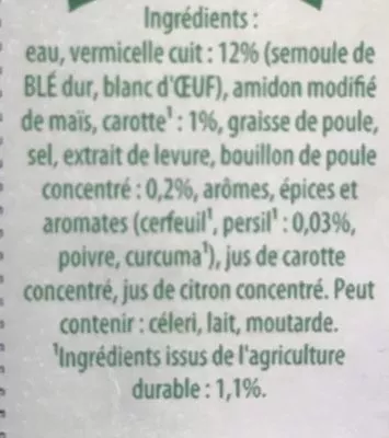 Liste des ingrédients du produit Knorr Soupe Liquide Poule Vermicelle 1l Knorr 1000 ml