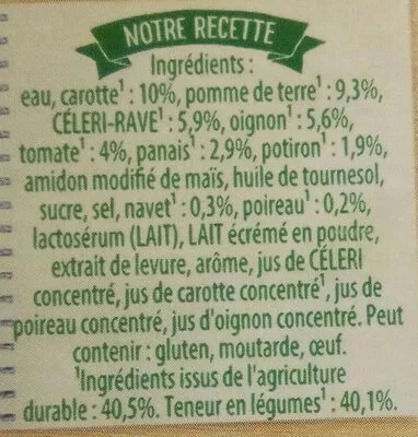 List of product ingredients Knorr Soupe Liquide Velouté de 9 Légumes Brique 50cl Knorr 500 ml