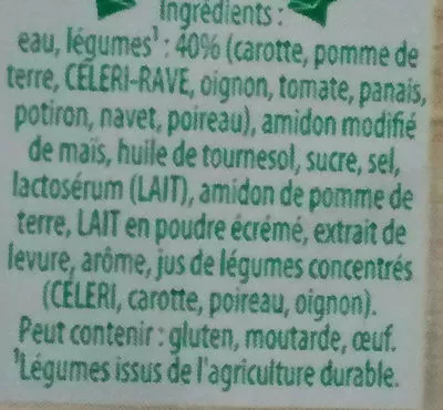 Liste des ingrédients du produit Knorr Soupe Liquide Velouté de 9 Légumes Brique 30cl Knorr 300 ml