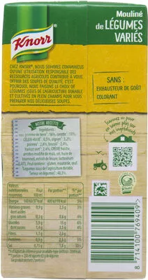 List of product ingredients Knorr Soupe Liquide Mouliné de Légumes Variés 50cl Knorr 500 ml