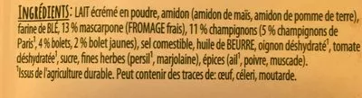 Lista de ingredientes del producto Crème au champignons des bois Knorr 500 ml