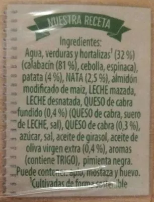 Lista de ingredientes del producto Crema de calabacin Knorr 500 ml