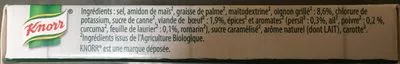 Liste des ingrédients du produit Knorr Bio Bouillon Bio Cubes Saveur Boeuf 6 Cubes Knorr 60 g