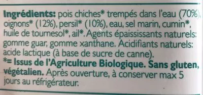 Liste des ingrédients du produit Organic Falafels Bio Florentin 240 g