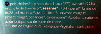 Liste des ingrédients du produit Salade Hummus Bio Fiorentin 170 g