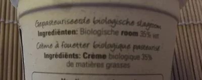 Lista de ingredientes del producto Crème à fouetter biologique Weerrioben Zuivel 200 ml