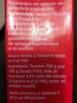 Lista de ingredientes del producto Heinz tomato frito Heinz 