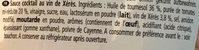 Liste des ingrédients du produit COCKTAIL SAUCE Heinz 