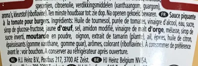 Liste des ingrédients du produit SAUCE AMERICAN BURGER Heinz 230 g