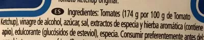 List of product ingredients Tomato ketchup 50% menos azúcar Heinz 500 mL