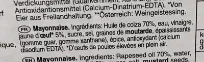 Liste des ingrédients du produit Mayonnaise Heinz, Heinz Food Service 3 * 2,5 l (2,4 kg)