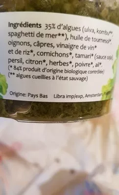 List of product ingredients 100G Roi Neptune Tartare D Algues  