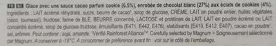 Liste des ingrédients du produit MAGNUM Glace Bâtonnet Chocolat Blanc & Cookies 4x90ml Magnum 296 g
