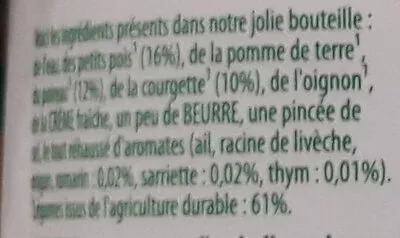 List of product ingredients Petit pois légumes verts pointe d'herbes de Provence Knorr 0.45 l