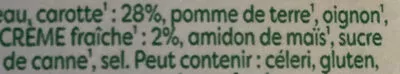 Liste des ingrédients du produit Knorr Velouté Bio Carottes à la Crème Fraîche 1l Knorr 1000 ml