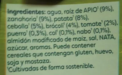 Lista de ingredientes del producto Ligeresa crema de verduras de la huerta envase 500 ml Knorr 