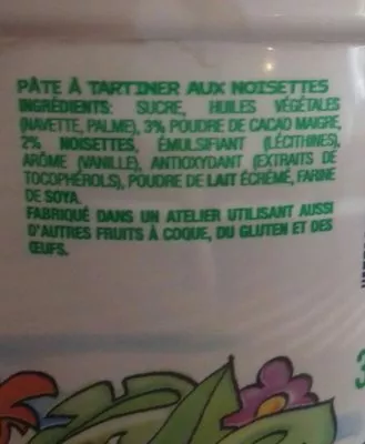 List of product ingredients Pate a tartiner  