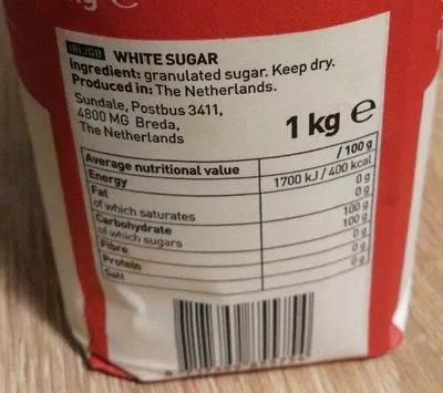 Lista de ingredientes del producto Granulated sugar  