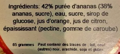 List of product ingredients Sorbet Ananas Glace de la Ferme 65 g