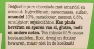 Liste des ingrédients du produit Puur 51% amandel zeezout Tony's Chocolonely 180 g