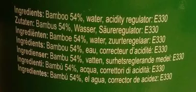 List of product ingredients Pousses de bambou  