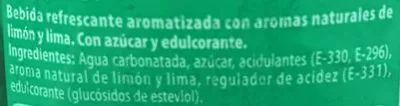 List of product ingredients Refresco de lima limón sin colorantes y sin aromas artificiales 7 Up 