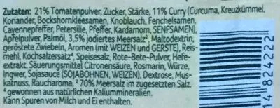 Liste des ingrédients du produit Fix Für Currywurst Knorr 36 g