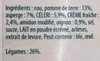 List of product ingredients Knorr Les Classiques Soupe Liquide Asperges à la Crème Fraîche 1l Knorr 1000 ml