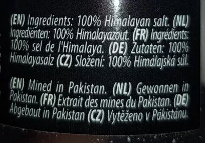 Liste des ingrédients du produit Spice Grinder 100% Himalaya salt  390 g
