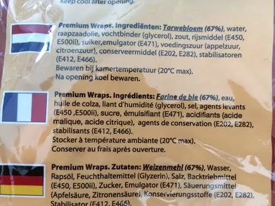 Liste des ingrédients du produit Tortilla wrap Wradidoz 6 wraps