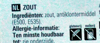 List of product ingredients Basic Zout AH, Albert Heijn, AH basic 500 g