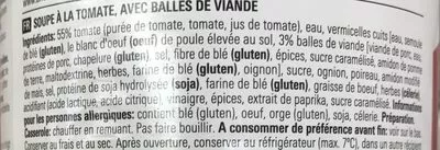 Lista de ingredientes del producto Soupe à la tomate  1200 ml