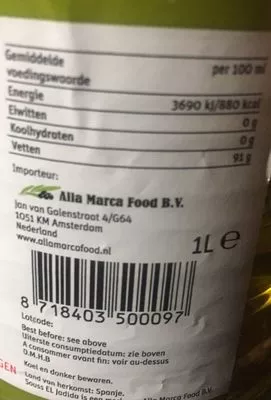 Lista de ingredientes del producto Huile d'olive vierge  