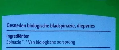List of product ingredients Biologische Bladspinazie Jumbo 450 g