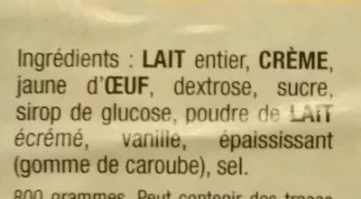 List of product ingredients Crème glacée à la vanille de Madagascar La Ferme d'Aissay, Glace de la Ferme 1 l