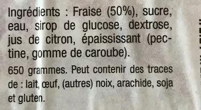 Liste des ingrédients du produit Sorbet à la fraise Glace de la Ferme 
