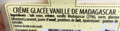 Liste des ingrédients du produit Creme glacée vanille Glace de la Ferme 