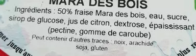List of product ingredients Sorbet à la fraise mara des Bois  