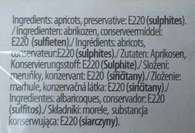 Liste des ingrédients du produit Abricots secs dénoyautés Jama Fruits 200 g