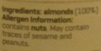 Liste des ingrédients du produit Organic almond butter BODY&FIT 170 g e