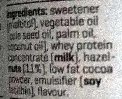 Lista de ingredientes del producto Whey Choco Body&fit 250 g