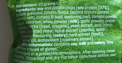 Liste des ingrédients du produit Smart Protein Chips Tomato Basilicum Body&Fit 23 g