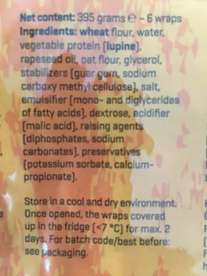 Liste des ingrédients du produit Smart Wraps Body&Fit 395 g, 6 wraps