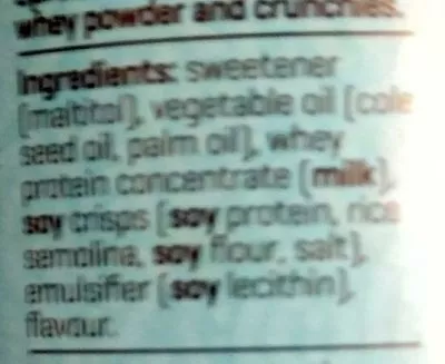 List of product ingredients Whey Choco White Crunchy  
