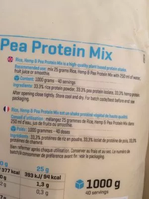 Liste des ingrédients du produit Protein mix Body&Fit 1000 g
