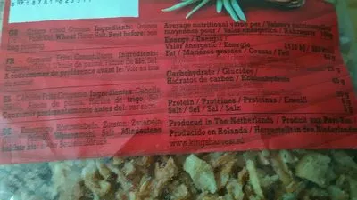 Liste des ingrédients du produit Oignons frits King's Harvest 