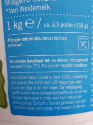 List of product ingredients Magere Franse kwark Albert Heijn 1 kg